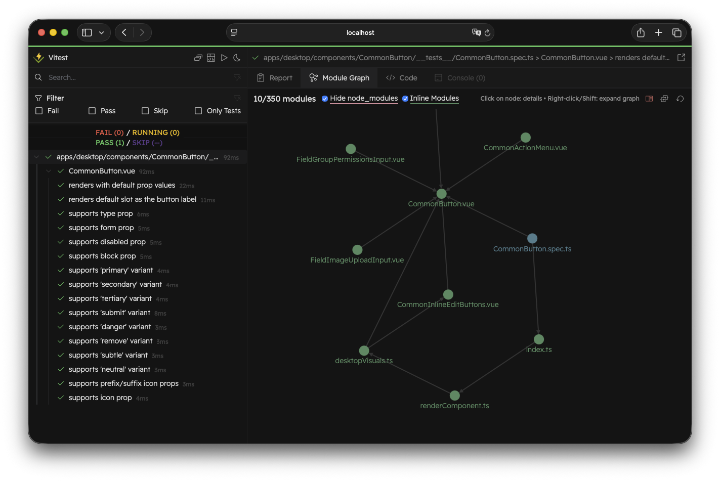 The module graph view